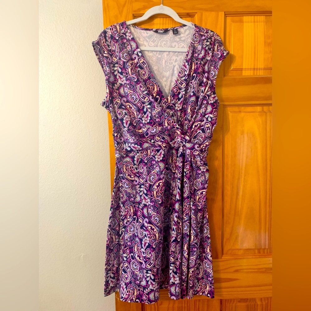 New Lands End Cotton Blend Stretch Dress
